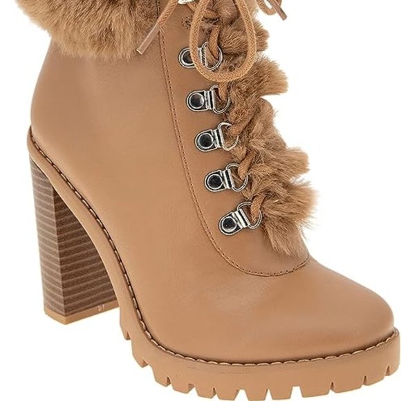 Woman's Pelica Faux Fur Block Heel Booties - Picture 3 of 7